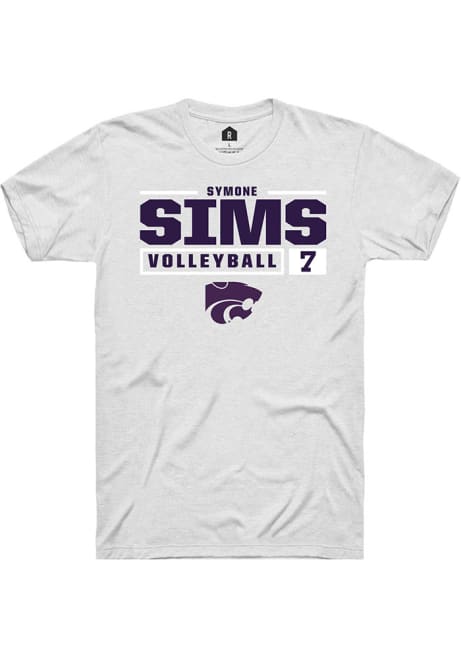 Symone Sims White K-State Wildcats NIL Stacked Box Short Sleeve T Shirt
