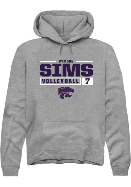 Symone Sims Rally Mens Graphite K-State Wildcats NIL Stacked Box Hooded Sweatshirt