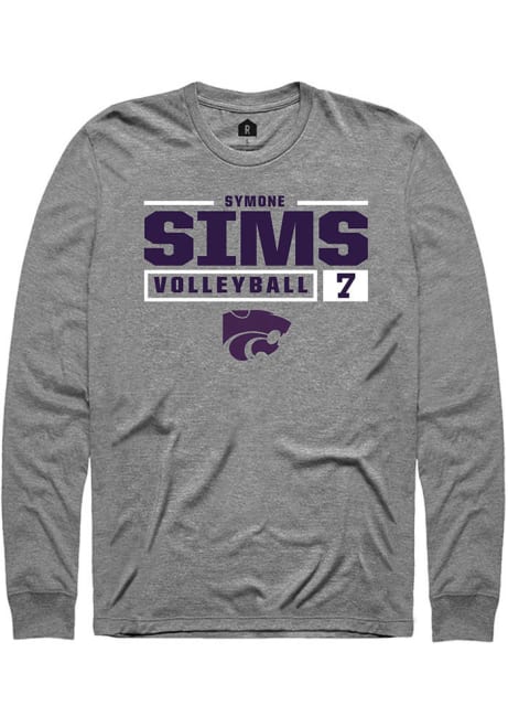 Symone Sims Rally Mens Graphite K-State Wildcats NIL Stacked Box Tee
