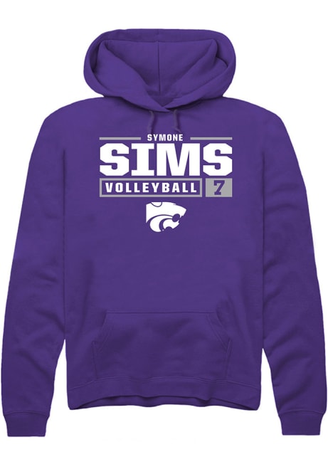 Symone Sims Rally Mens Purple K-State Wildcats NIL Stacked Box Hooded Sweatshirt