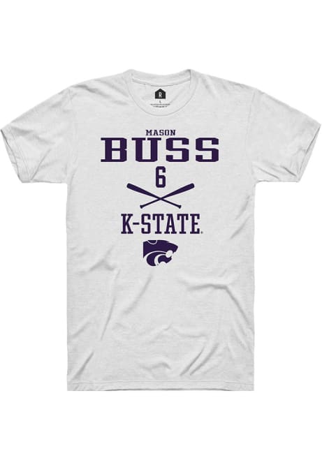Mason Buss White K-State Wildcats NIL Sport Icon Short Sleeve T Shirt