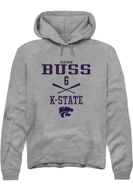 Mason Buss Rally Mens Graphite K-State Wildcats NIL Sport Icon Hooded Sweatshirt