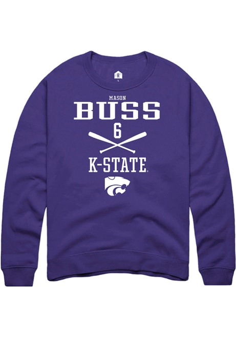 Mason Buss Rally Mens Purple K-State Wildcats NIL Sport Icon Crew Sweatshirt