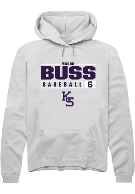 Mason Buss Rally Mens White K-State Wildcats NIL Stacked Box Hooded Sweatshirt