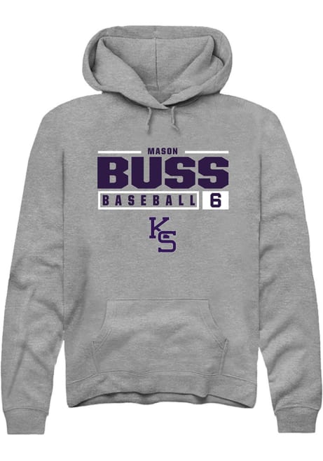Mason Buss Rally Mens Graphite K-State Wildcats NIL Stacked Box Hooded Sweatshirt