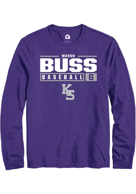 Mason Buss Rally Mens Purple K-State Wildcats NIL Stacked Box Tee