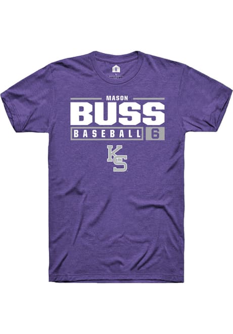 Mason Buss Purple K-State Wildcats NIL Stacked Box Short Sleeve T Shirt