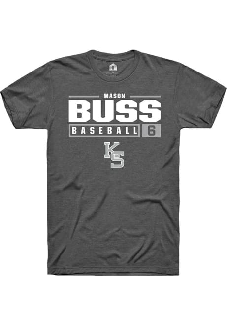 Mason Buss Dark Grey K-State Wildcats NIL Stacked Box Short Sleeve T Shirt