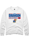 Main image for Rhian Swanson  Rally Kansas Jayhawks Mens White NIL Stacked Box Long Sleeve Crew Sweatshirt