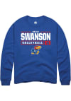 Main image for Rhian Swanson  Rally Kansas Jayhawks Mens Blue NIL Stacked Box Long Sleeve Crew Sweatshirt
