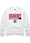 Main image for Jaxson Eckert  Rally Ohio State Buckeyes Mens White NIL Stacked Box Long Sleeve Crew Sweatshirt