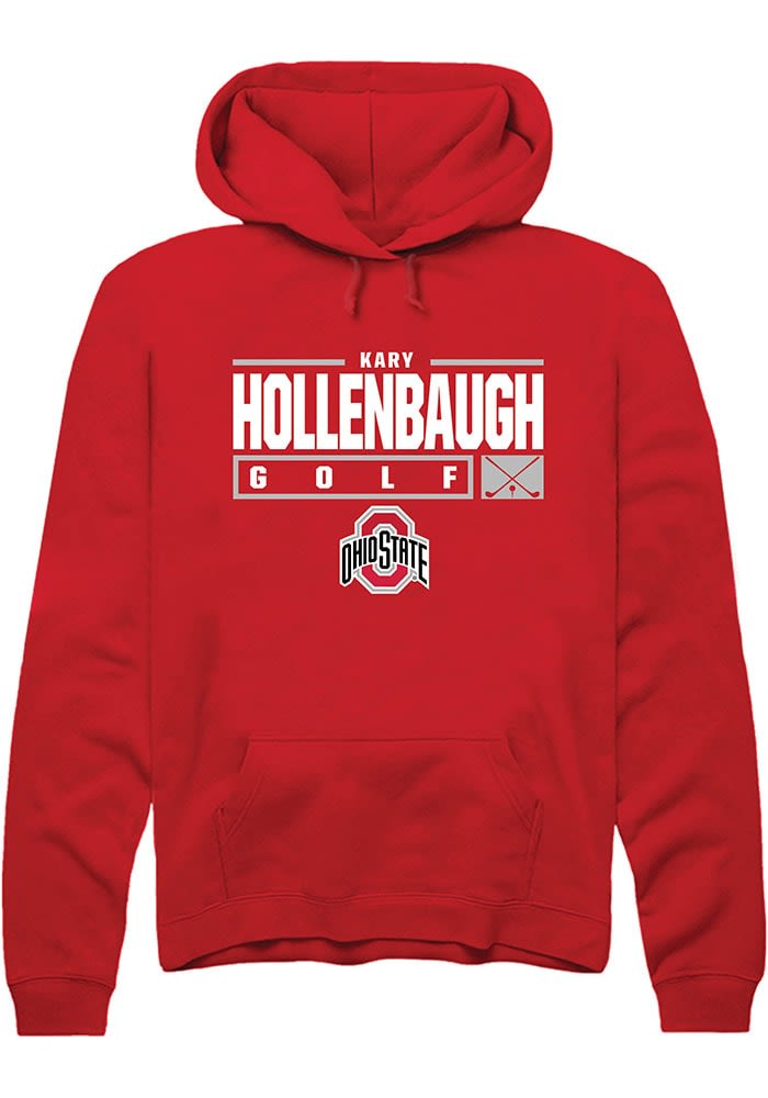 Kary Hollenbaugh Rally Ohio State Buckeyes Mens Red NIL Stacked Box Long Sleeve Hoodie Red 50 Cotton 50 POLYESTER Size XL