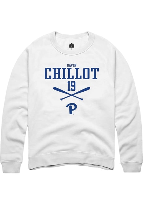 Gavin Chillot Rally Mens White Pitt Panthers NIL Sport Icon Crew Sweatshirt