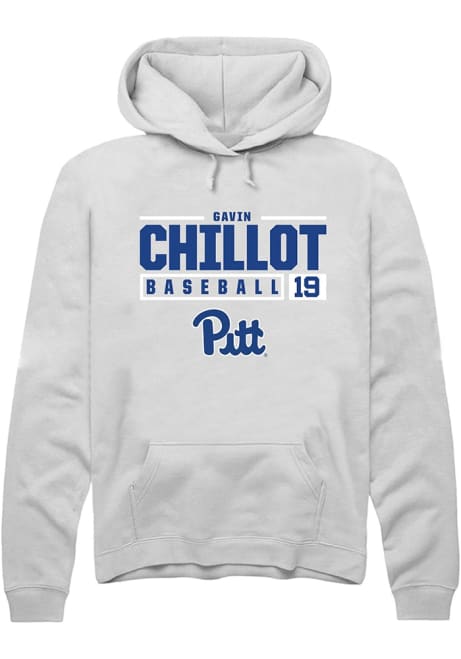 Gavin Chillot Rally Mens White Pitt Panthers NIL Stacked Box Hooded Sweatshirt