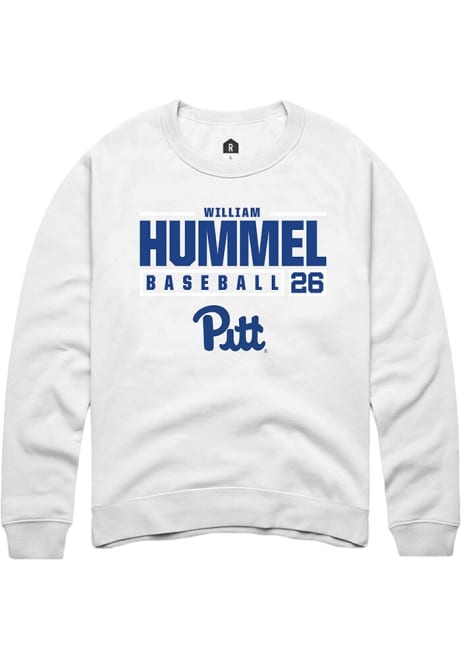 William Hummel Rally Mens White Pitt Panthers NIL Stacked Box Crew Sweatshirt