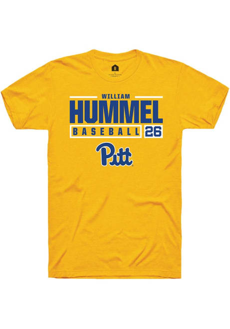 William Hummel Gold Pitt Panthers NIL Stacked Box Short Sleeve T Shirt