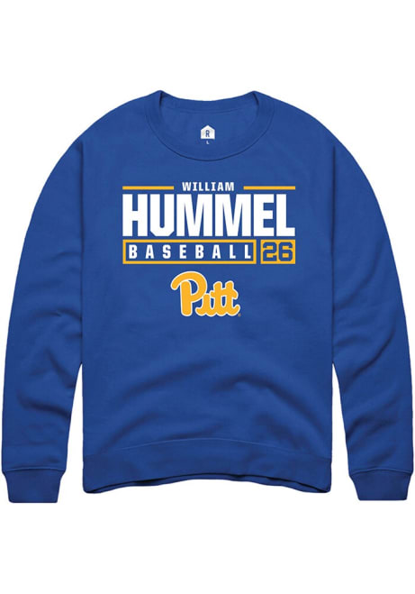 William Hummel Rally Mens Blue Pitt Panthers NIL Stacked Box Crew Sweatshirt