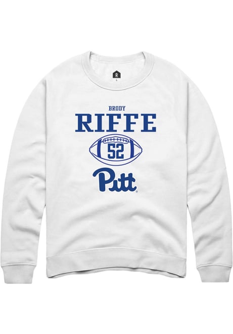 Brody Riffe Rally Mens White Pitt Panthers NIL Sport Icon Crew Sweatshirt