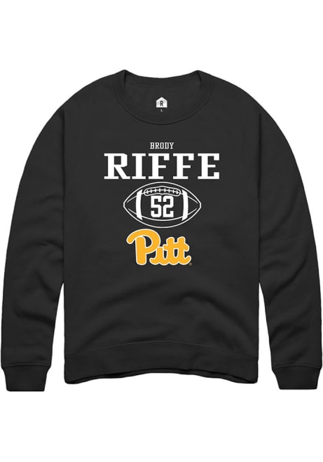 Brody Riffe Rally Mens Black Pitt Panthers NIL Sport Icon Crew Sweatshirt