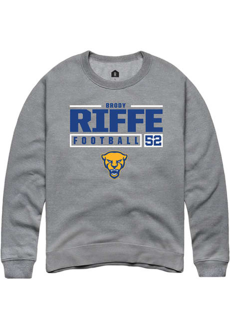 Brody Riffe Rally Mens Graphite Pitt Panthers NIL Stacked Box Crew Sweatshirt