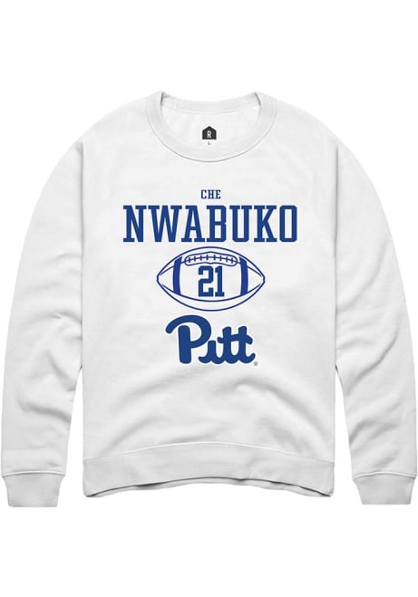 Che Nwabuko Rally Mens White Pitt Panthers NIL Sport Icon Crew Sweatshirt