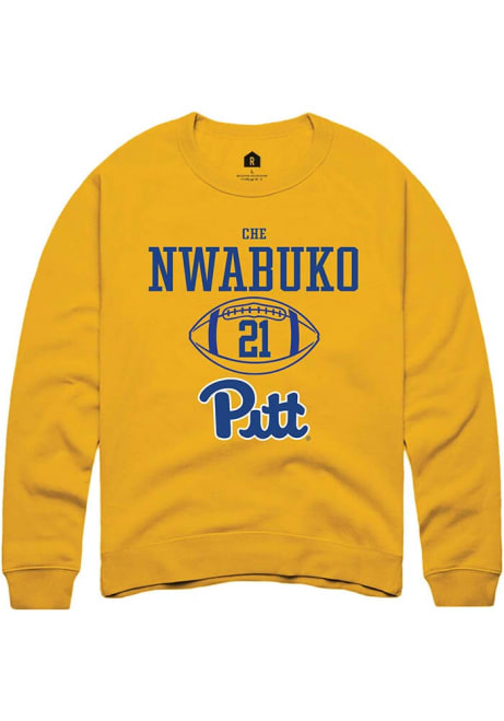 Che Nwabuko Rally Mens Gold Pitt Panthers NIL Sport Icon Crew Sweatshirt