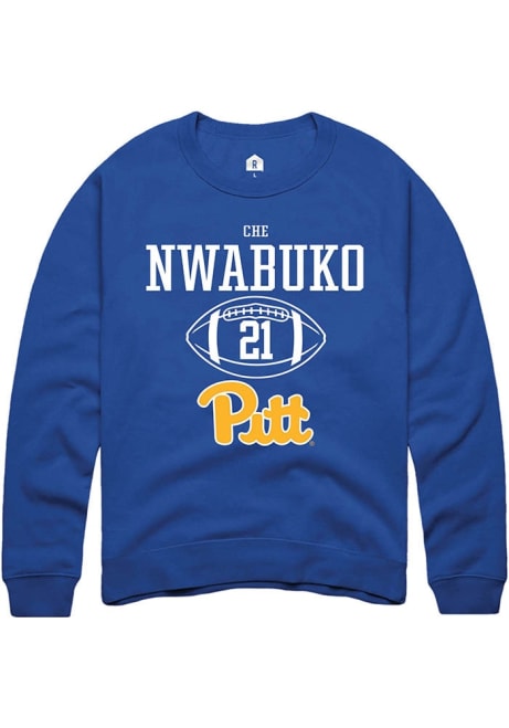 Che Nwabuko Rally Mens Blue Pitt Panthers NIL Sport Icon Crew Sweatshirt