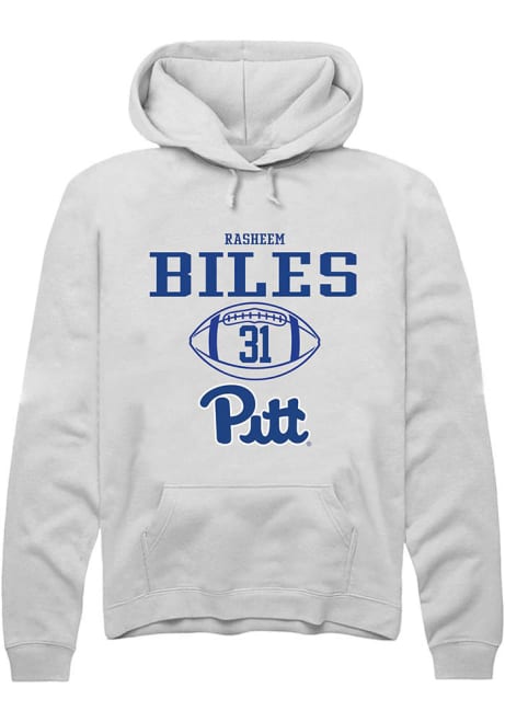 Rasheem Biles Rally Mens White Pitt Panthers NIL Sport Icon Hooded Sweatshirt