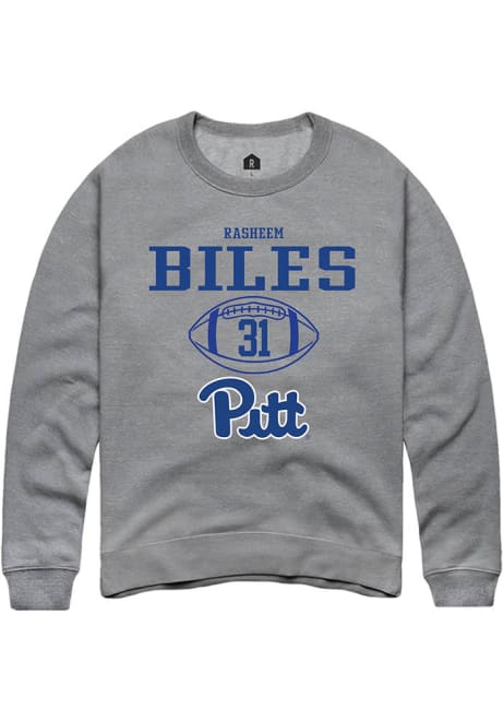 Rasheem Biles Rally Mens Graphite Pitt Panthers NIL Sport Icon Crew Sweatshirt