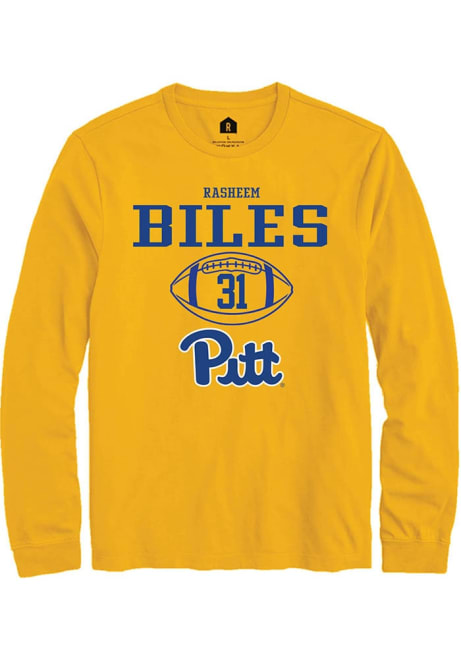 Rasheem Biles Rally Mens Gold Pitt Panthers NIL Sport Icon Tee