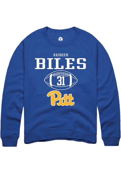 Rasheem Biles Rally Mens Blue Pitt Panthers NIL Sport Icon Crew Sweatshirt