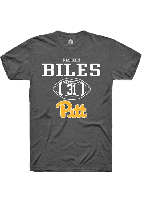 Rasheem Biles Dark Grey Pitt Panthers NIL Sport Icon Short Sleeve T Shirt