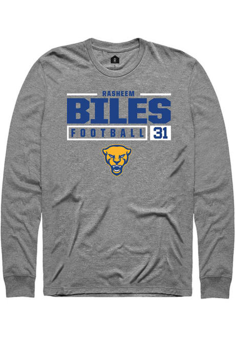 Rasheem Biles Rally Mens Graphite Pitt Panthers NIL Stacked Box Tee