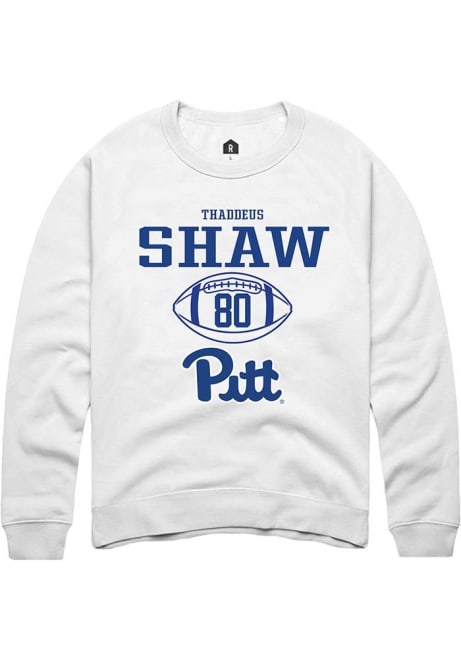 Thaddeus Shaw Rally Mens White Pitt Panthers NIL Sport Icon Crew Sweatshirt