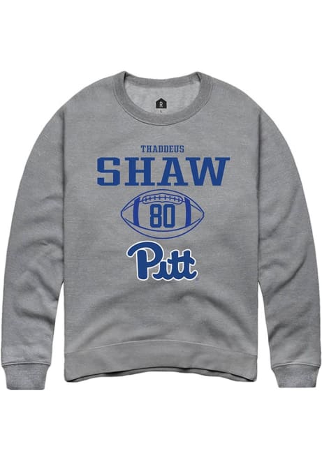 Thaddeus Shaw Rally Mens Graphite Pitt Panthers NIL Sport Icon Crew Sweatshirt