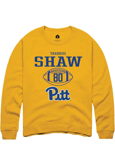 Thaddeus Shaw Rally Mens Gold Pitt Panthers NIL Sport Icon Crew Sweatshirt