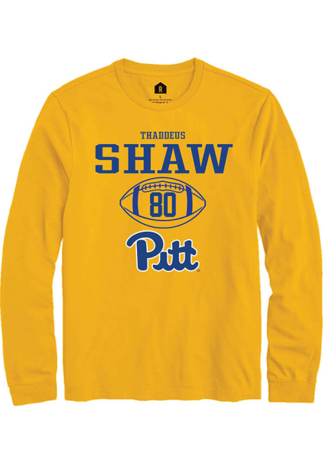 Thaddeus Shaw Rally Mens Gold Pitt Panthers NIL Sport Icon Tee