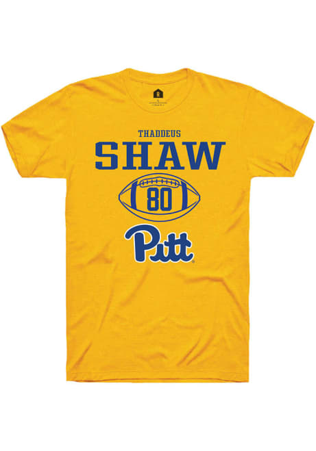 Thaddeus Shaw Gold Pitt Panthers NIL Sport Icon Short Sleeve T Shirt