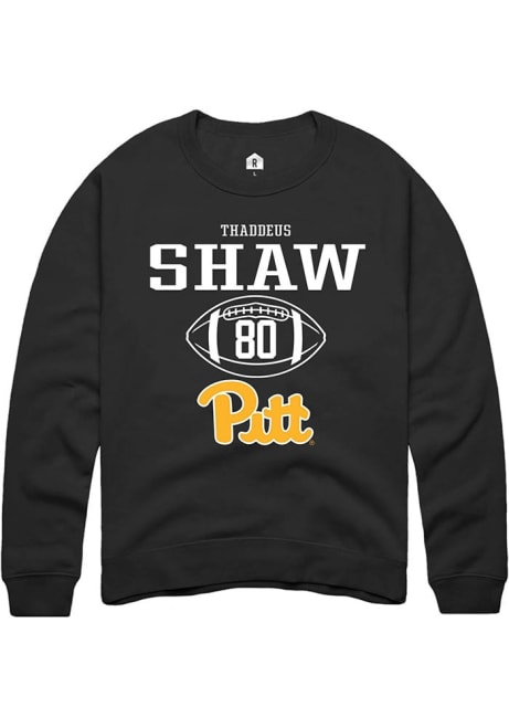 Thaddeus Shaw Rally Mens Black Pitt Panthers NIL Sport Icon Crew Sweatshirt