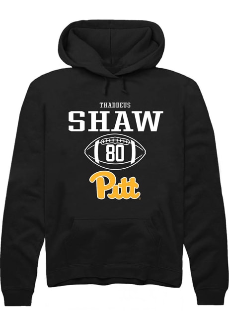 Thaddeus Shaw Rally Mens Black Pitt Panthers NIL Sport Icon Hooded Sweatshirt