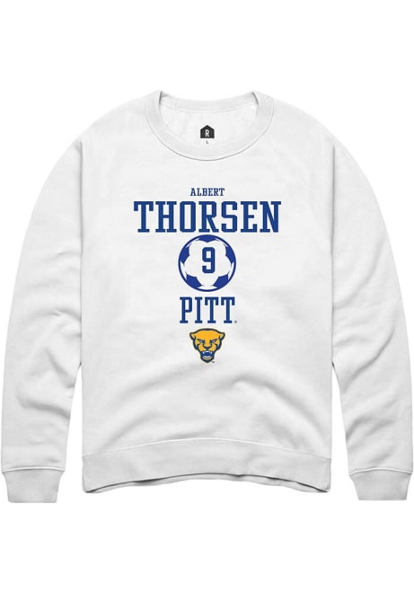 Albert Thorsen Rally Mens White Pitt Panthers NIL Sport Icon Crew Sweatshirt