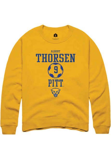 Albert Thorsen Rally Mens Gold Pitt Panthers NIL Sport Icon Crew Sweatshirt