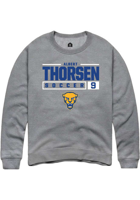 Albert Thorsen Rally Mens Graphite Pitt Panthers NIL Stacked Box Crew Sweatshirt