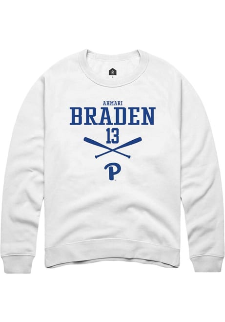 Ahmari Braden Rally Mens White Pitt Panthers NIL Sport Icon Crew Sweatshirt