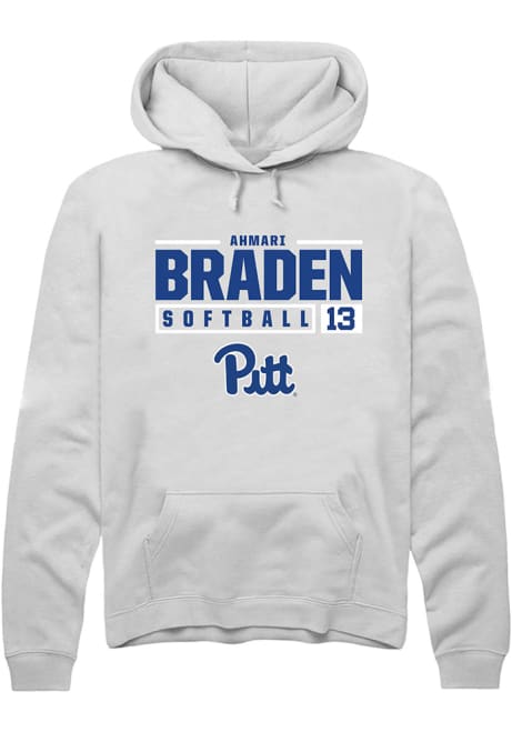 Ahmari Braden Rally Mens White Pitt Panthers NIL Stacked Box Hooded Sweatshirt