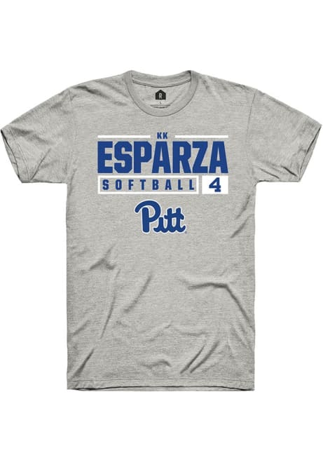 Kk Esparza Ash Pitt Panthers NIL Stacked Box Short Sleeve T Shirt