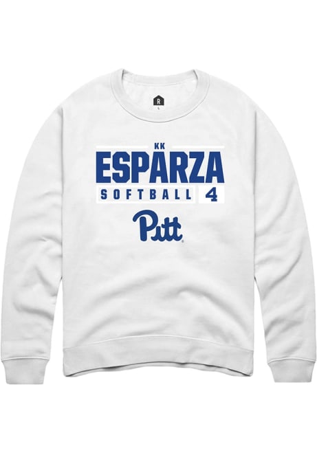 Kk Esparza Rally Mens White Pitt Panthers NIL Stacked Box Crew Sweatshirt