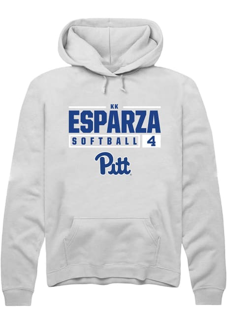 Kk Esparza Rally Mens White Pitt Panthers NIL Stacked Box Hooded Sweatshirt