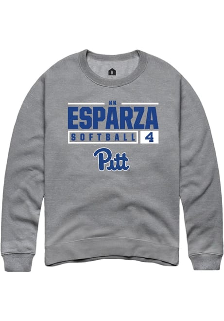 Kk Esparza Rally Mens Graphite Pitt Panthers NIL Stacked Box Crew Sweatshirt