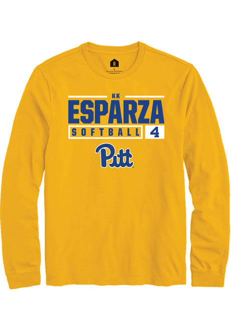 Kk Esparza Rally Mens Gold Pitt Panthers NIL Stacked Box Tee